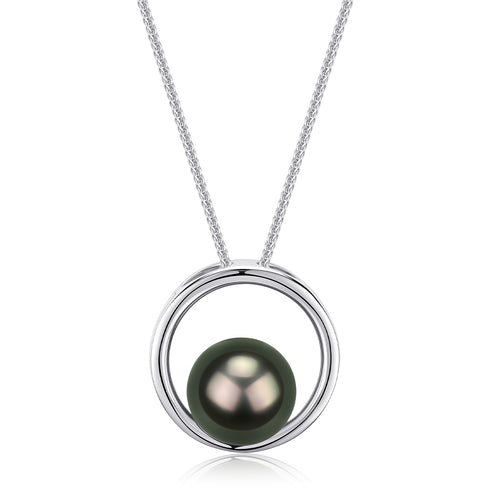 Embrace Tahitian Black Pearl Pendant Necklace